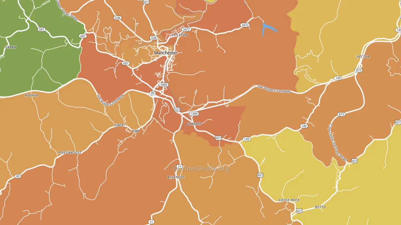 Garrard, KY Map of Drug-Related Crime Rates