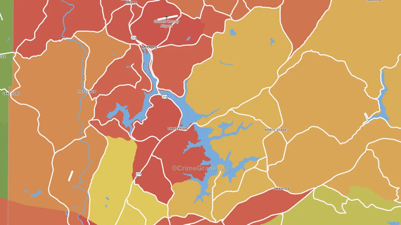 Garrett County, MD Map of Drug-Related Crime Rates