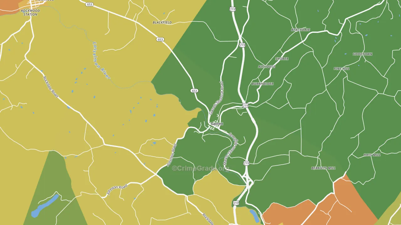 Garrett, PA Map of Drug-Related Crime Rates