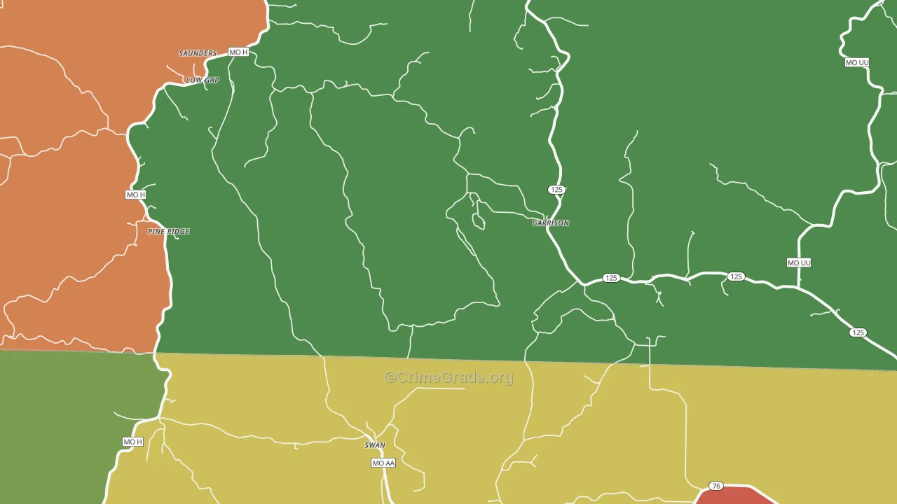 Garrison, MO Map of Drug-Related Crime Rates