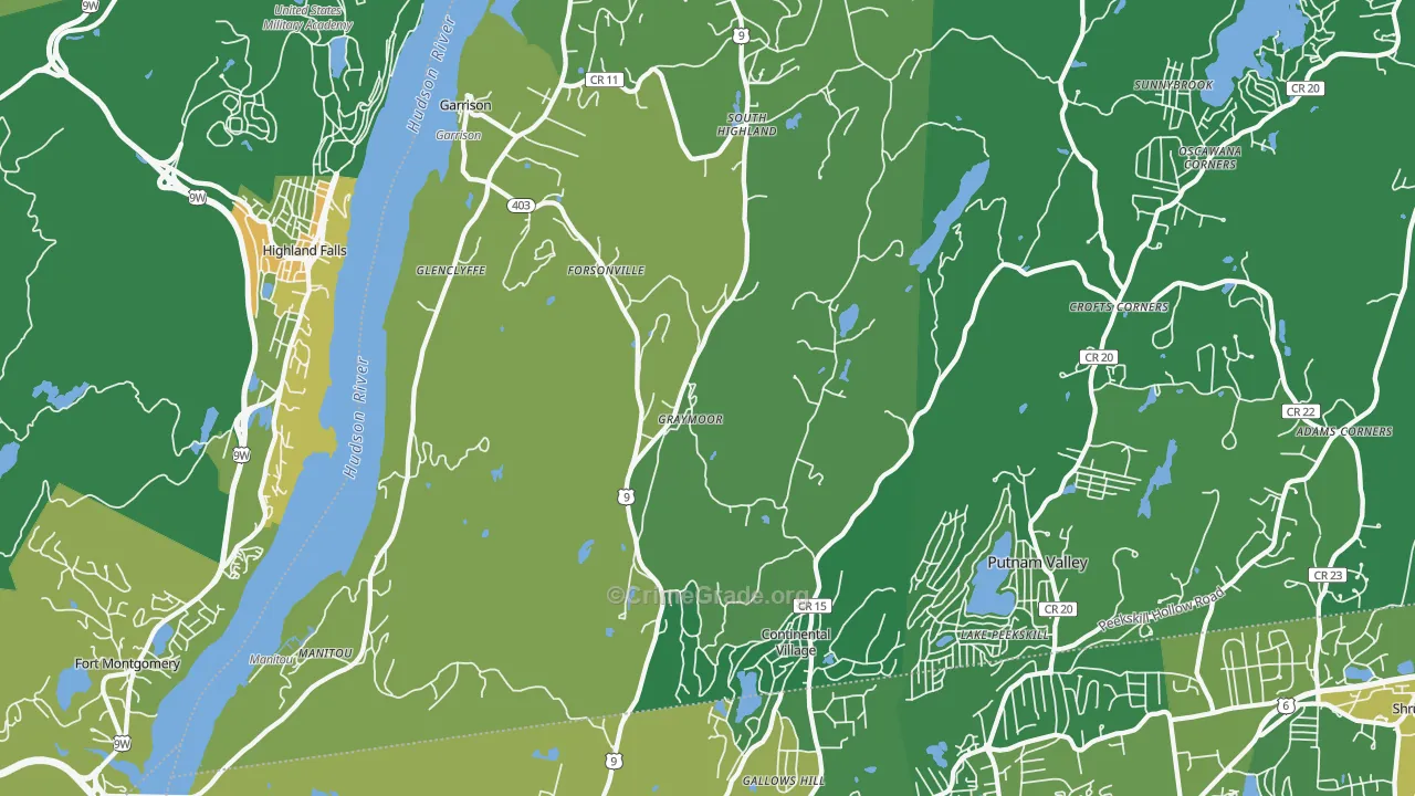 Garrison, NY Map of Drug-Related Crime Rates