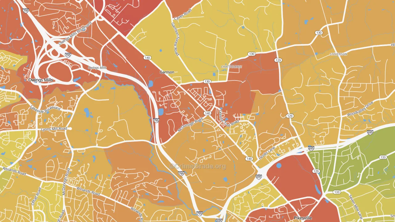 Garrison, Owings Mills, MD Map of Drug-Related Crime Rates