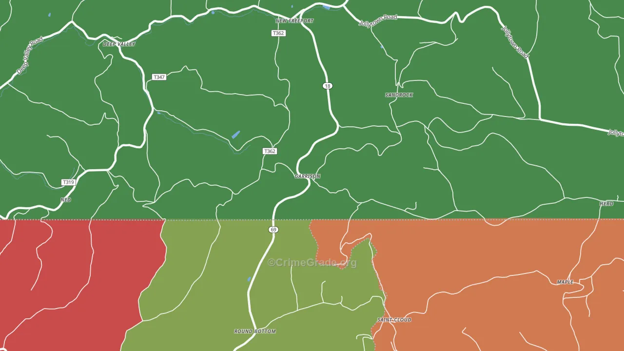 Garrison, PA Map of Drug-Related Crime Rates