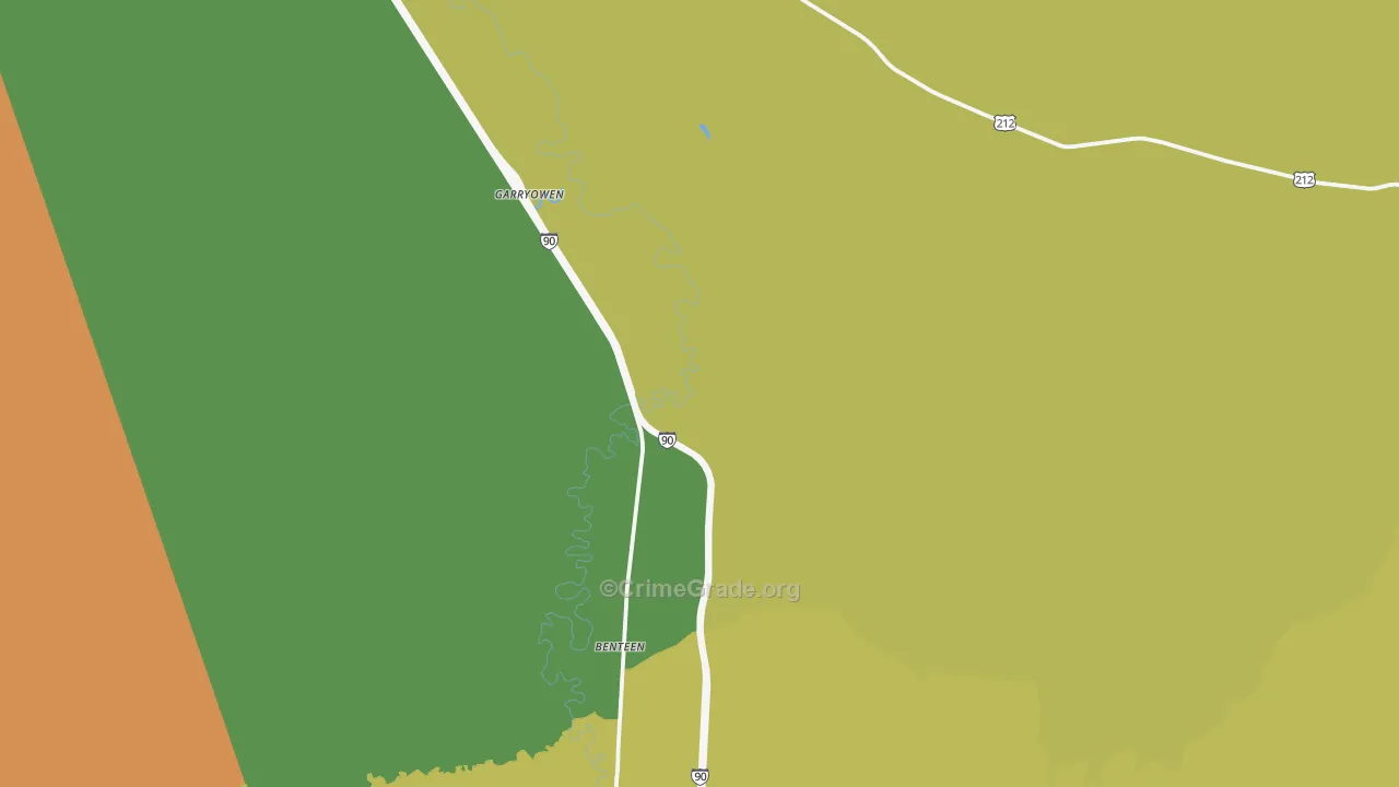 Garryowen, MT Map of Drug-Related Crime Rates