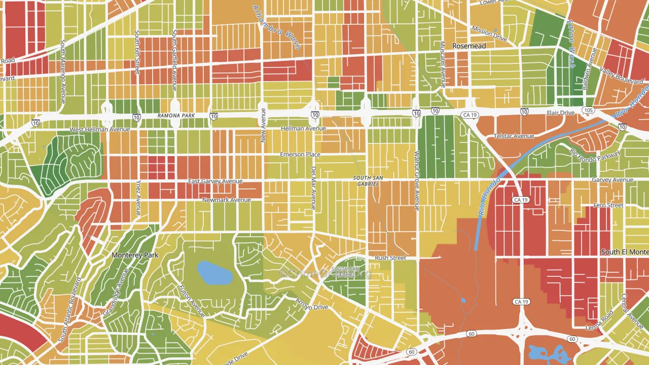 Garvey, Rosemead, CA Map of Drug-Related Crime Rates