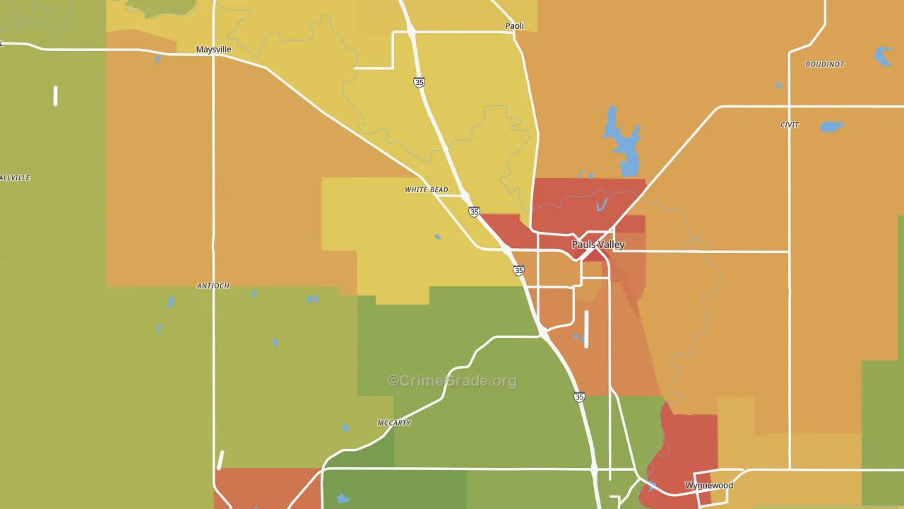 Garvin County, OK Map of Drug-Related Crime Rates