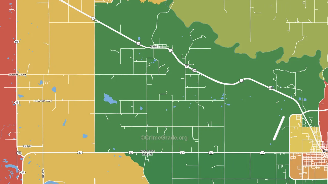 Garvin, OK Map of Drug-Related Crime Rates