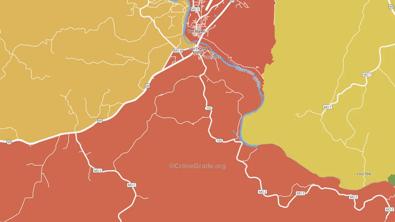 Garwood, MO Map of Drug-Related Crime Rates