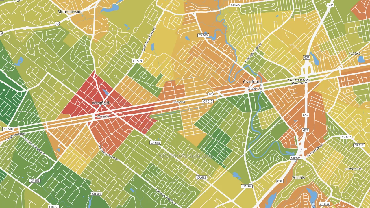Garwood, NJ Map of Drug-Related Crime Rates