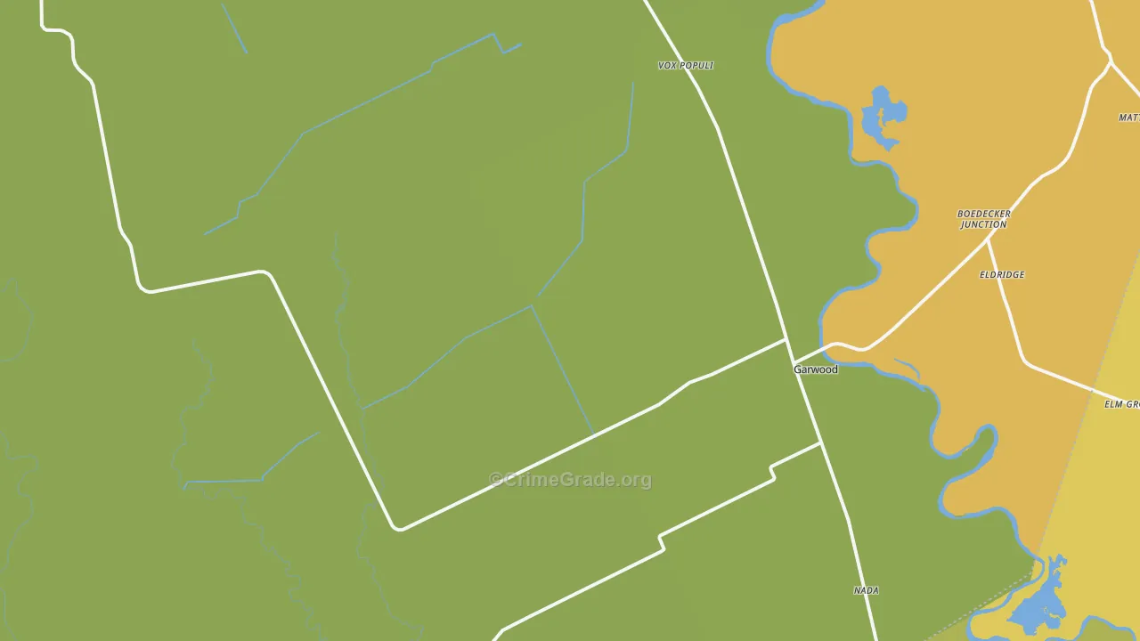 Garwood, TX Map of Drug-Related Crime Rates