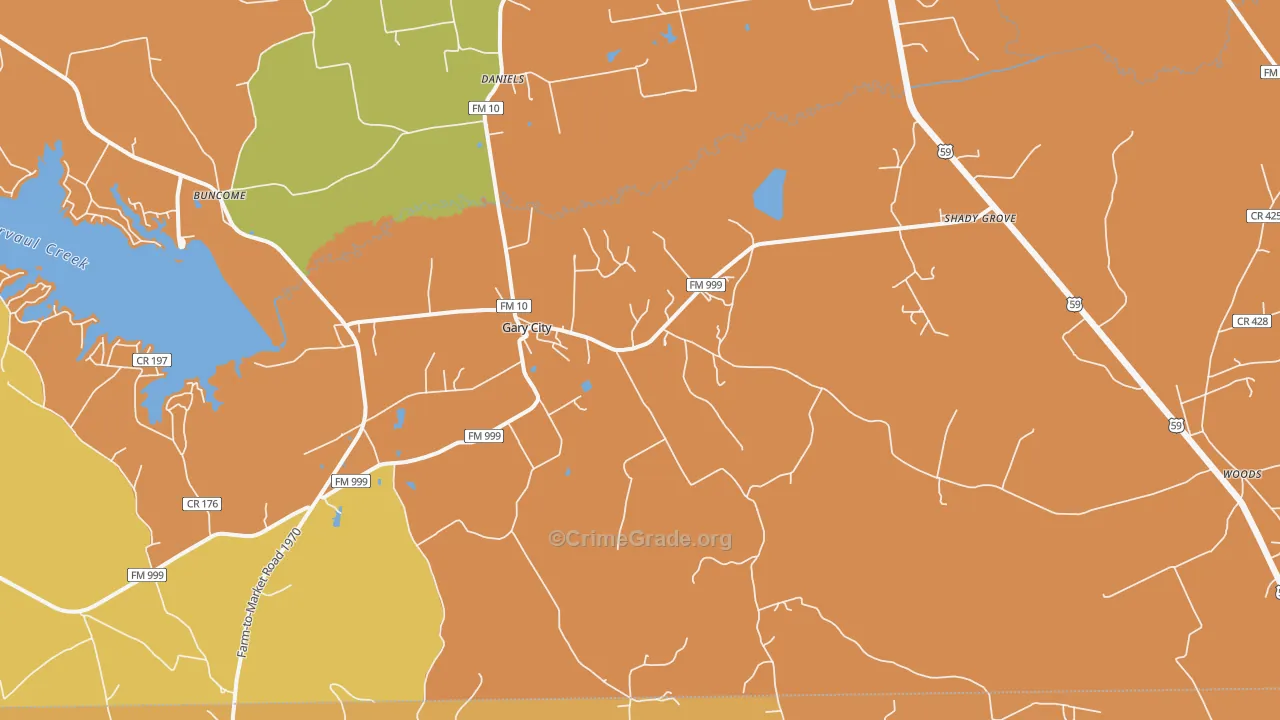 Gary City, TX Map of Drug-Related Crime Rates