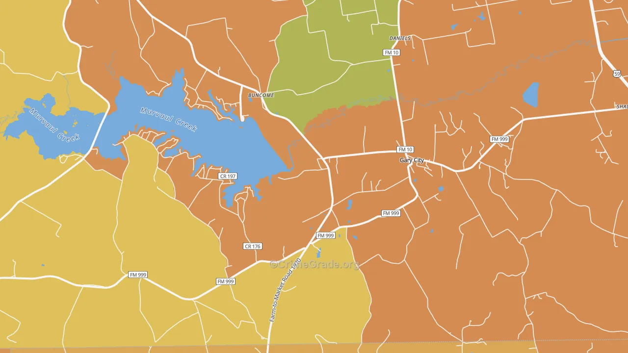 Gary, TX Map of Drug-Related Crime Rates