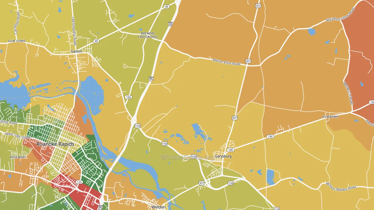 Garysburg, NC Map of Drug-Related Crime Rates