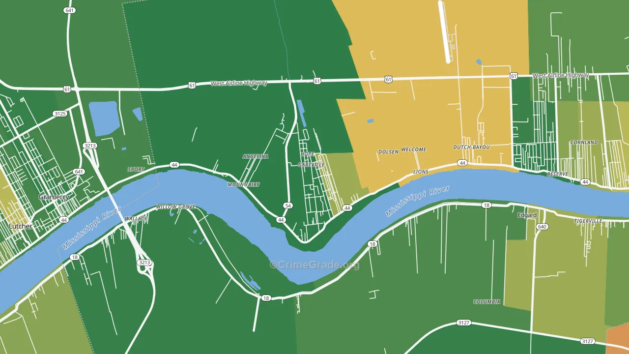 Garyville, LA Map of Drug-Related Crime Rates
