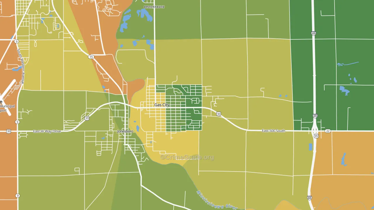 Gas City, IN Map of Drug-Related Crime Rates