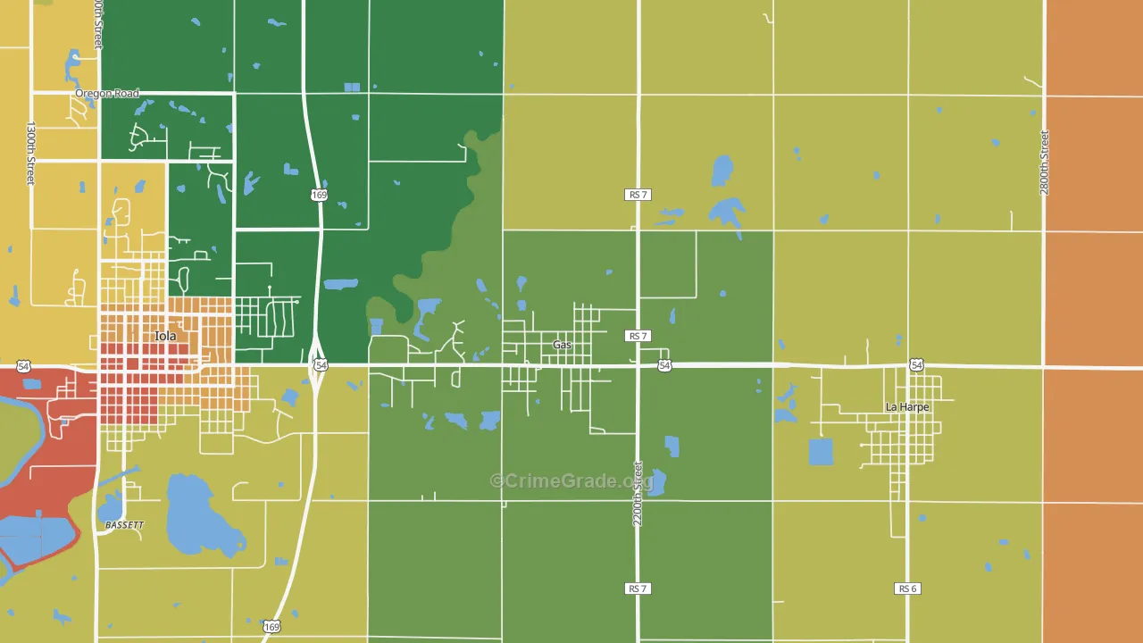 Gas, KS Map of Drug-Related Crime Rates