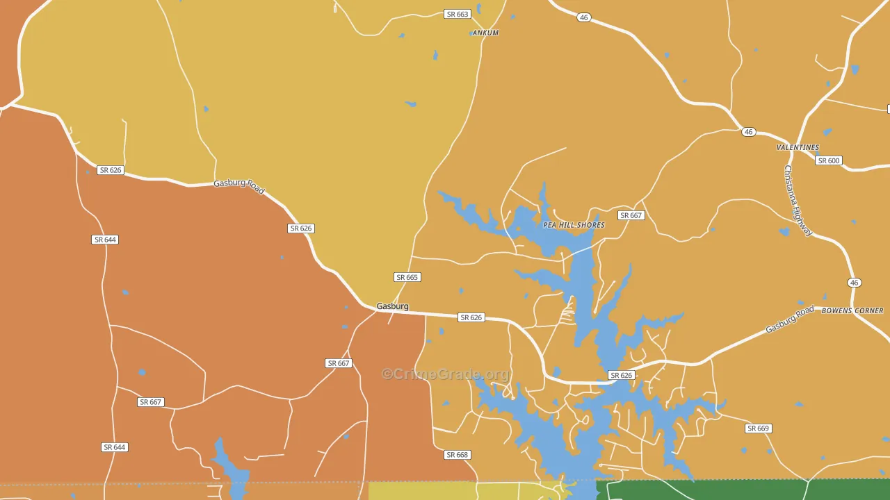 Gasburg, VA Map of Drug-Related Crime Rates