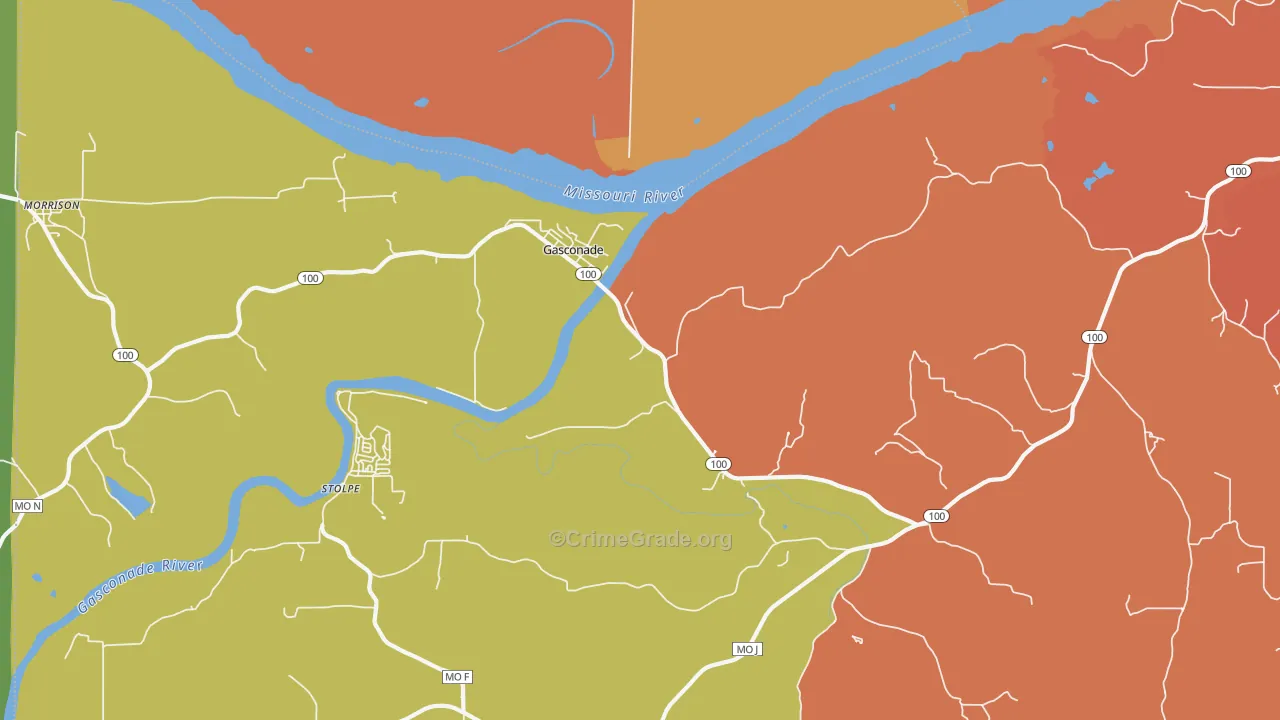 Gasconade, MO Map of Drug-Related Crime Rates
