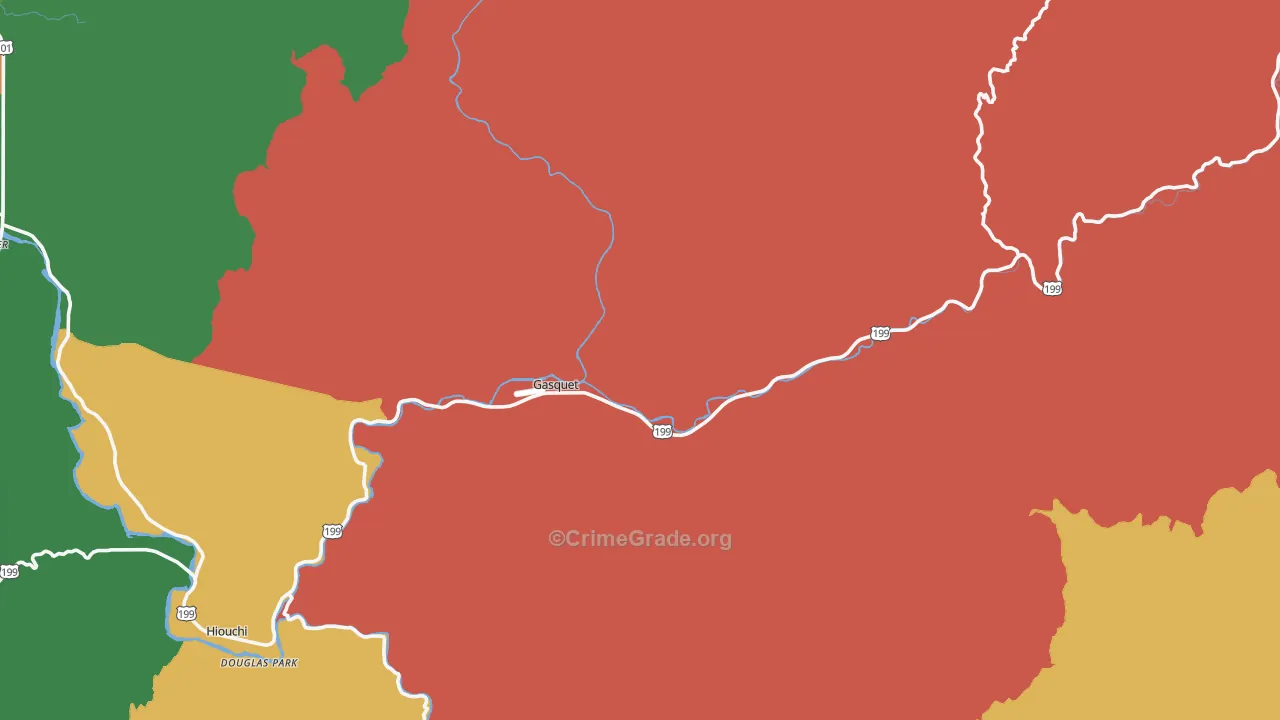 Gasquet, CA Map of Drug-Related Crime Rates