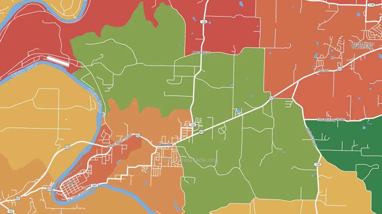 Gassville, AR Map of Drug-Related Crime Rates