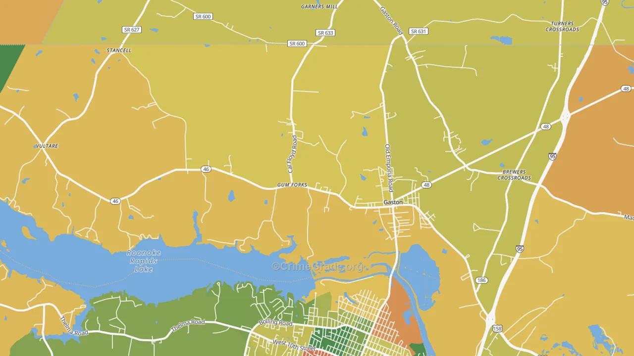 Gaston, NC Map of Drug-Related Crime Rates