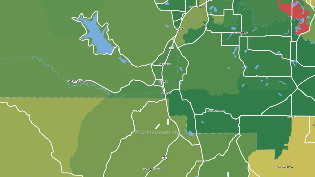 Gaston, OR Map of Drug-Related Crime Rates