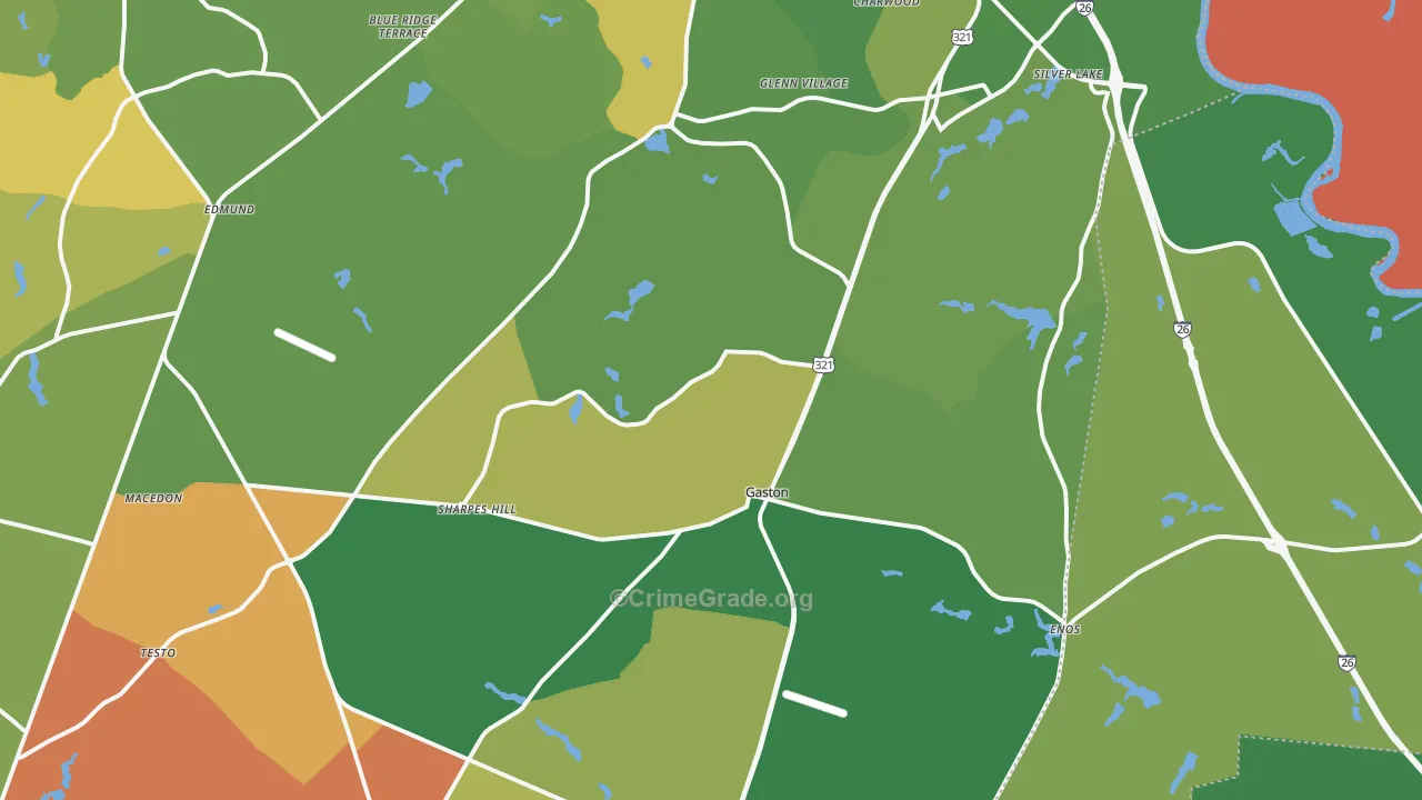 Gaston, SC Map of Drug-Related Crime Rates