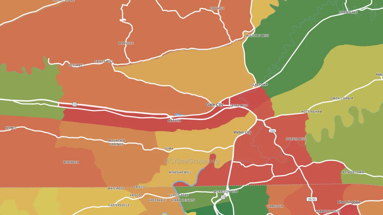 Gate City, VA Map of Drug-Related Crime Rates