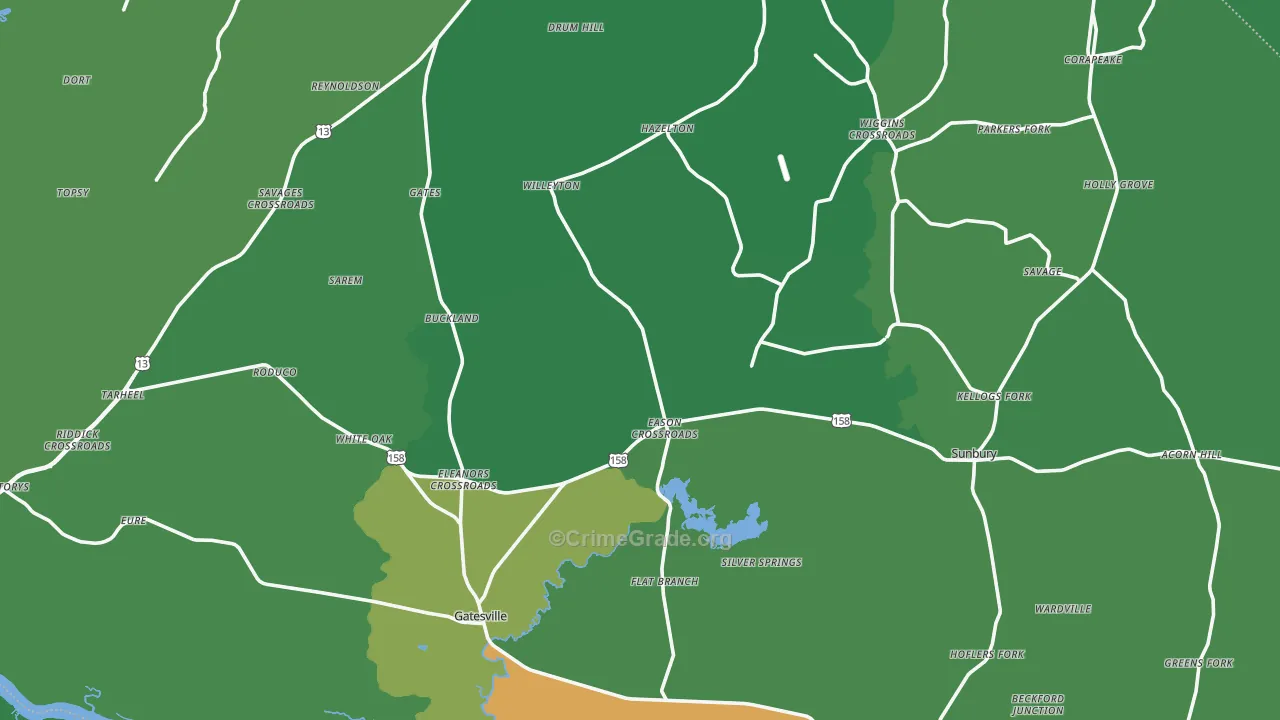 Gates County, NC Map of Drug-Related Crime Rates