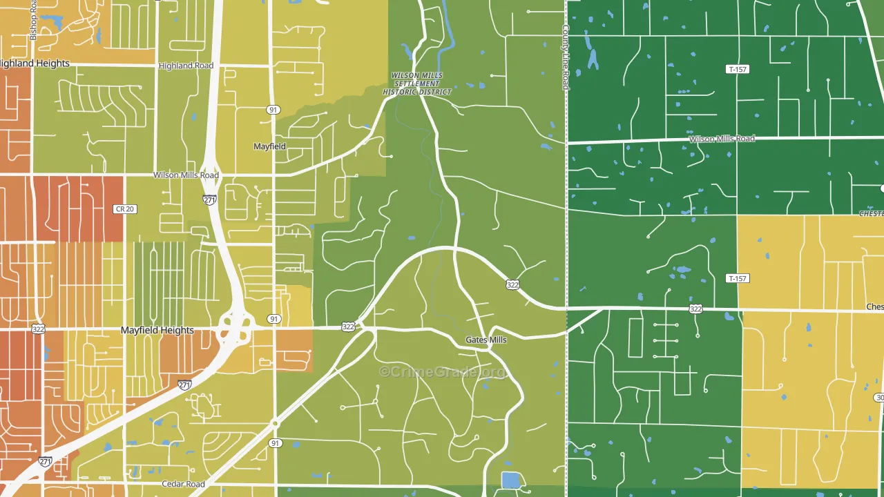 Gates Mills, OH Map of Drug-Related Crime Rates