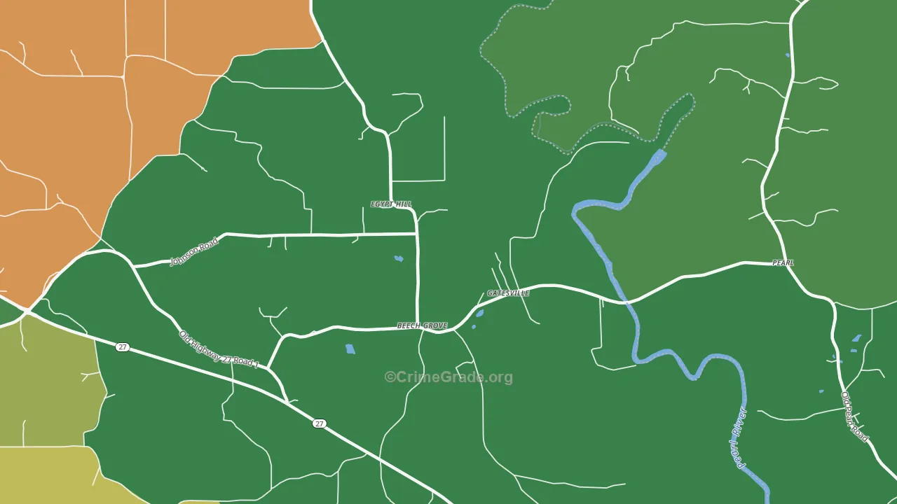 Gatesville, MS Map of Drug-Related Crime Rates