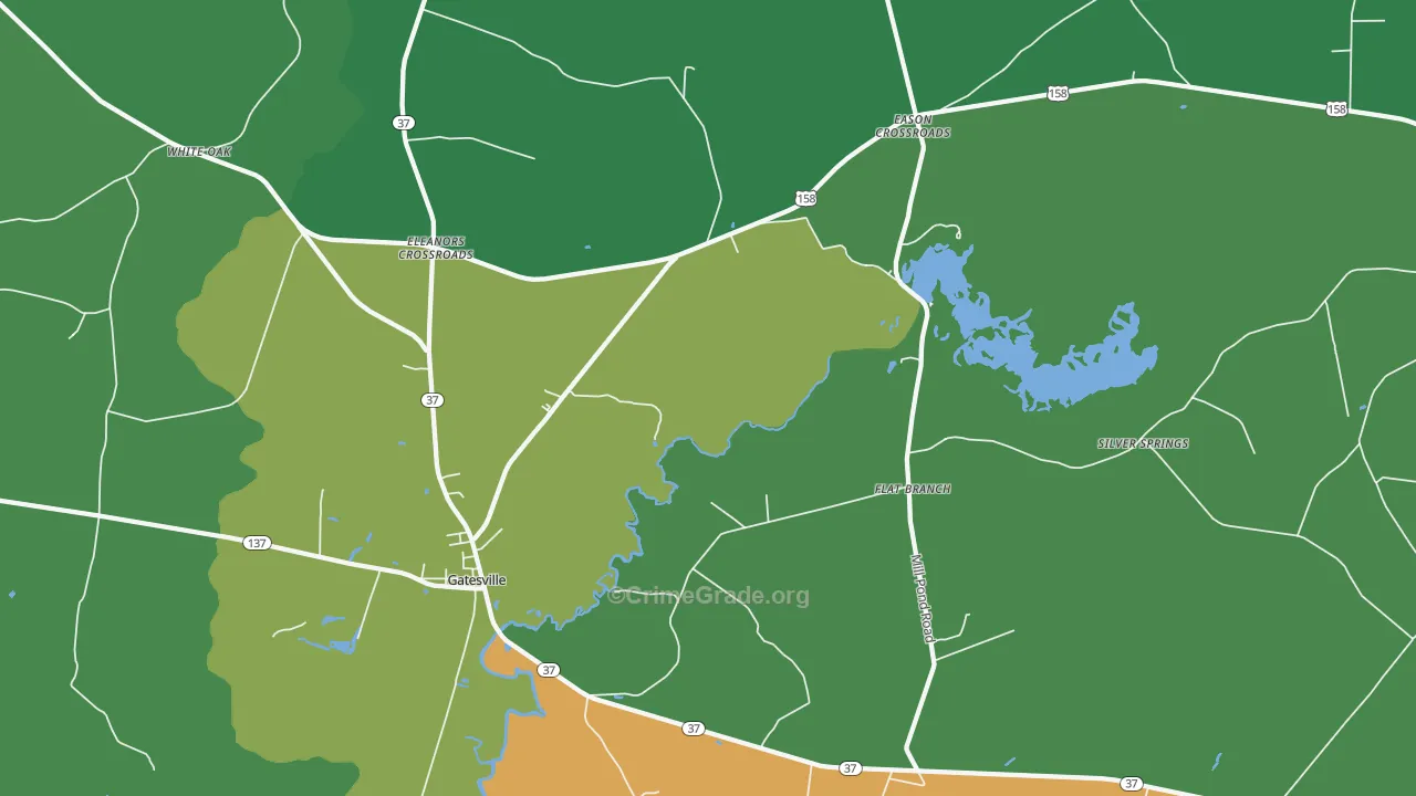 Gatesville, NC Map of Drug-Related Crime Rates