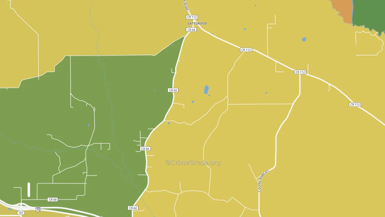 Gateswood, AL Map of Drug-Related Crime Rates