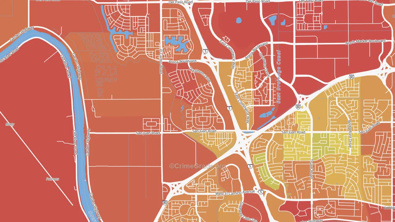 Gateway West, Sacramento, CA Map of Drug-Related Crime Rates