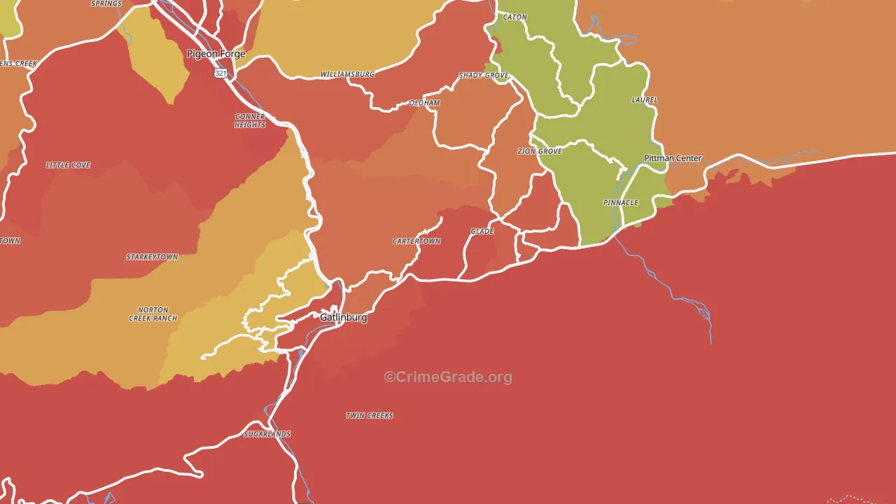 Gatlinburg, TN Map of Drug-Related Crime Rates