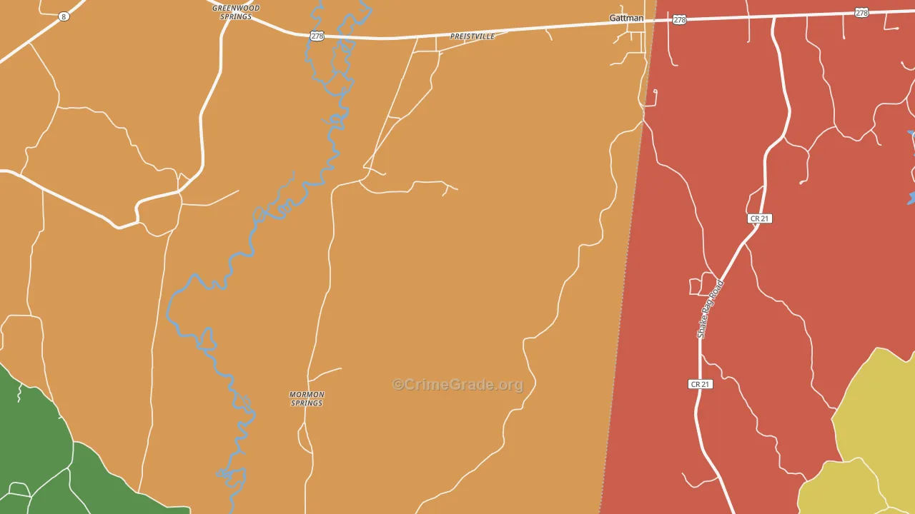 Gattman, MS Map of Drug-Related Crime Rates