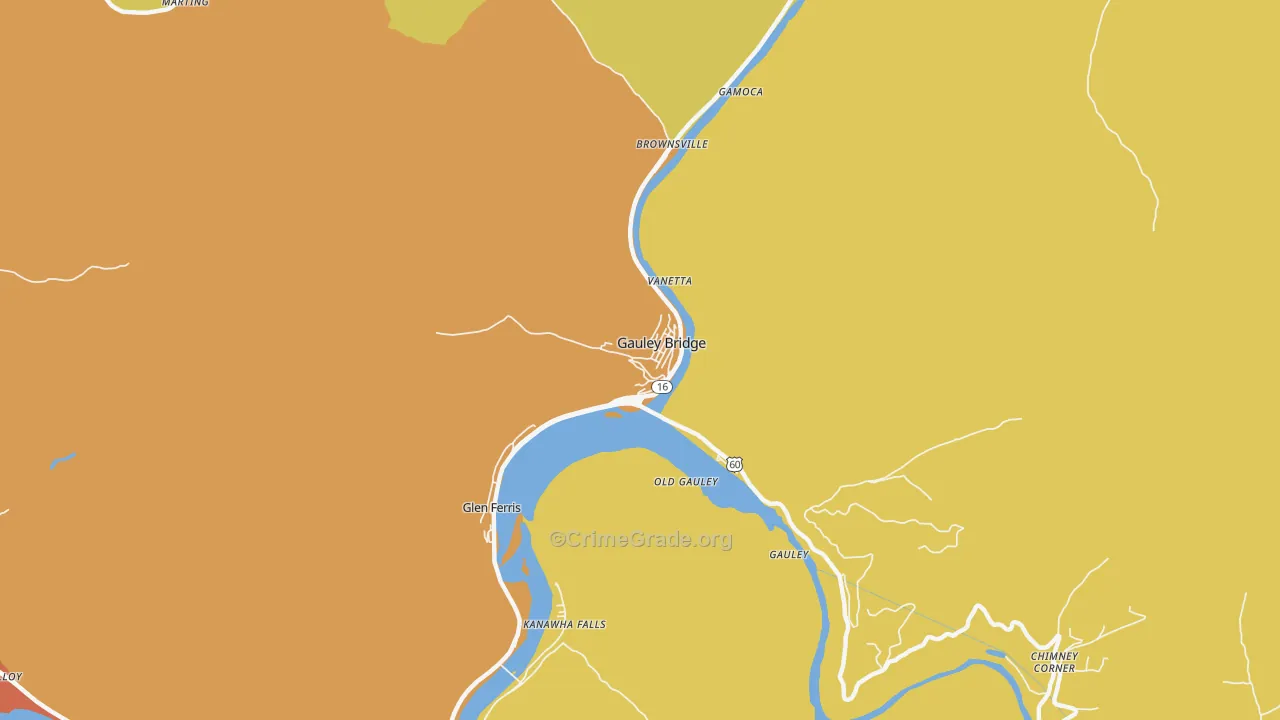 Gauley Bridge, WV Map of Drug-Related Crime Rates