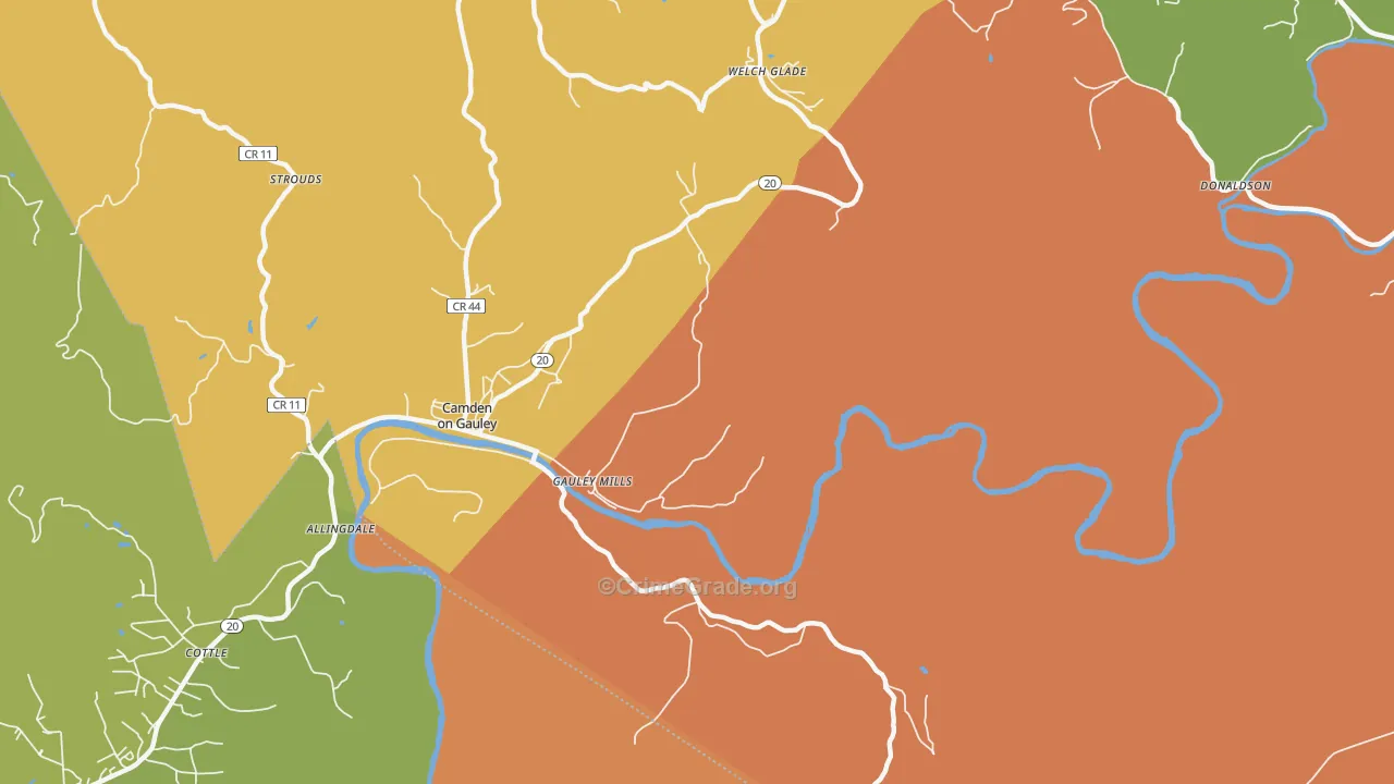 Gauley Mills, WV Map of Drug-Related Crime Rates