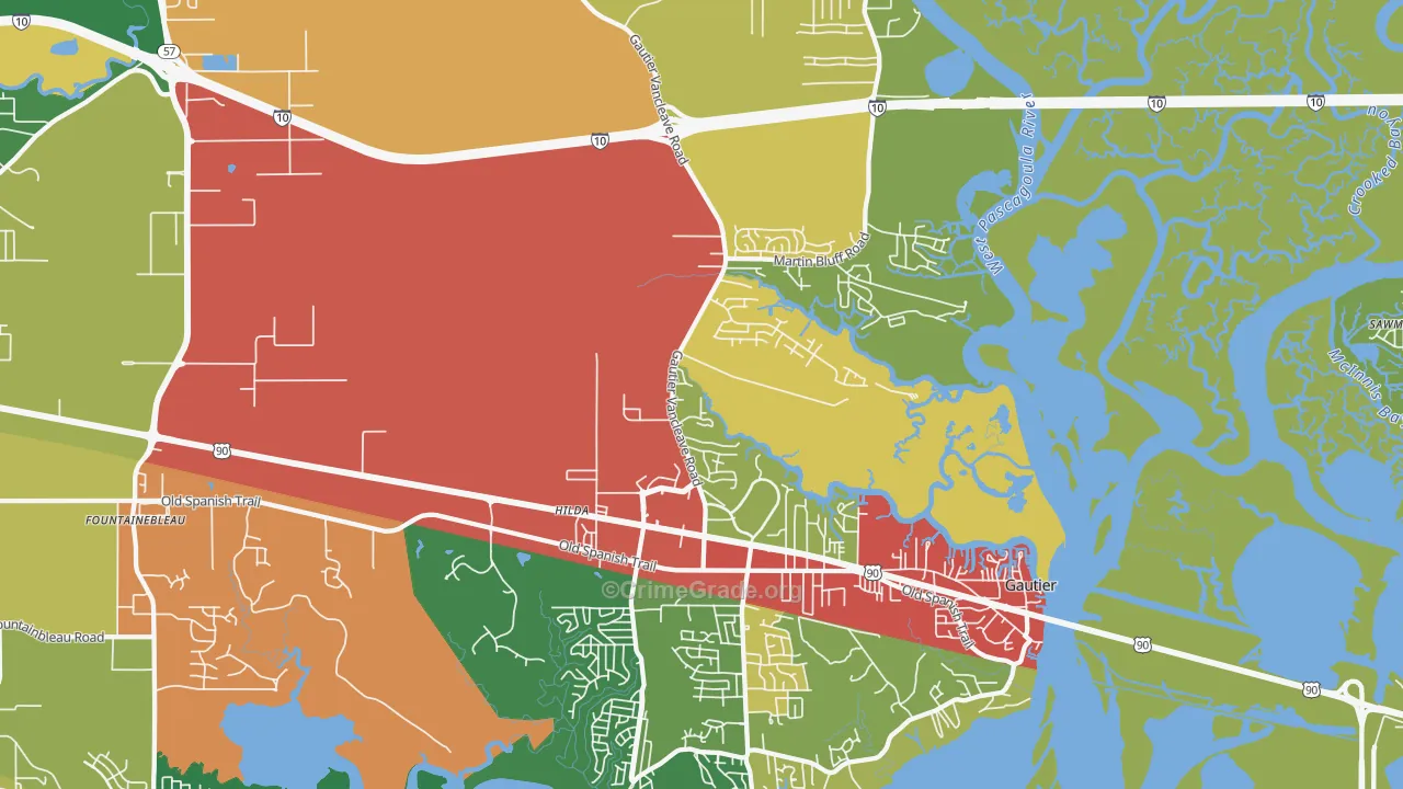 Gautier, MS Map of Drug-Related Crime Rates