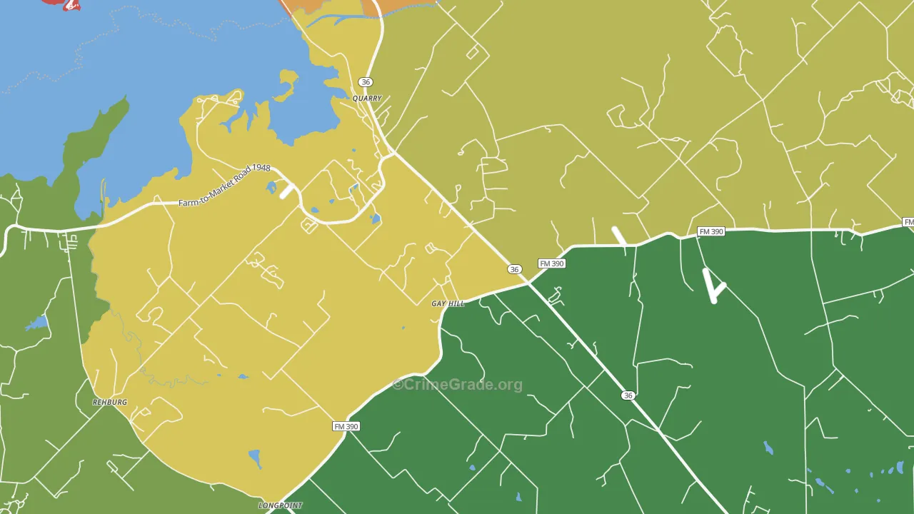 Gay Hill, TX Map of Drug-Related Crime Rates