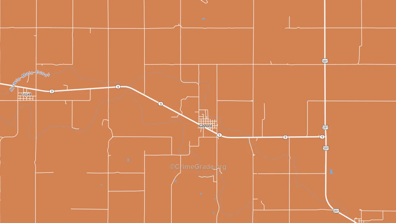 Gaylord, KS Map of Drug-Related Crime Rates