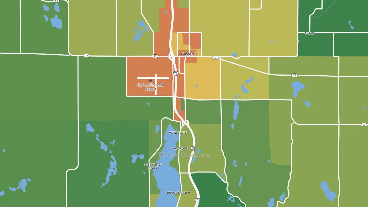Gaylord, MI Map of Drug-Related Crime Rates
