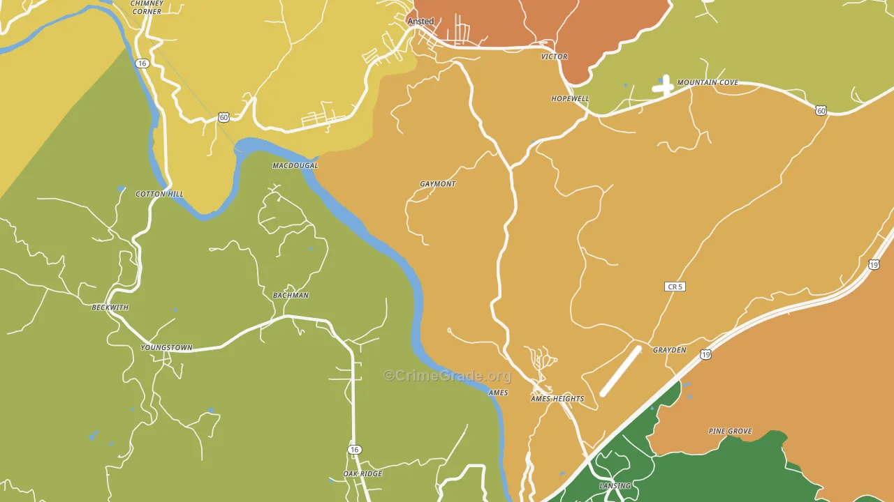 Gaymont, WV Map of Drug-Related Crime Rates