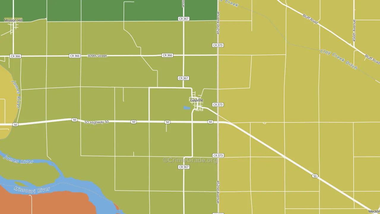 Gayville, SD Map of Drug-Related Crime Rates