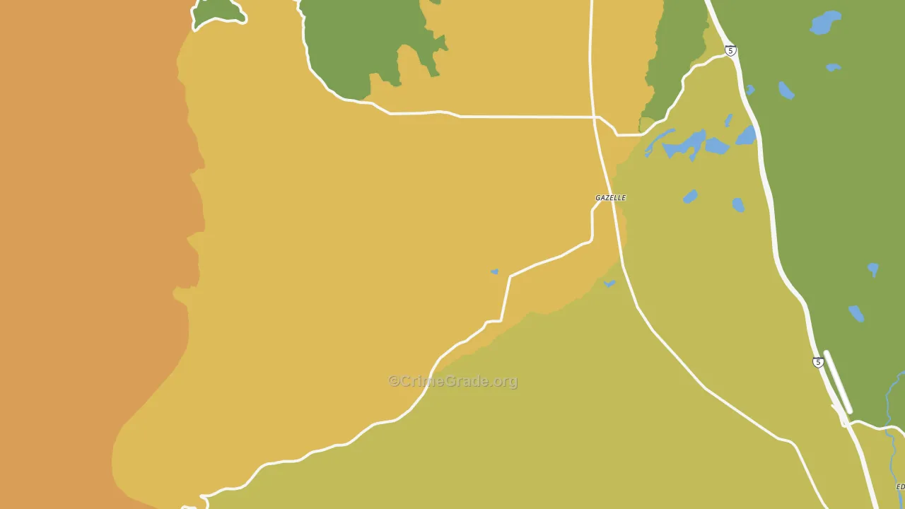 Gazelle, CA Map of Drug-Related Crime Rates