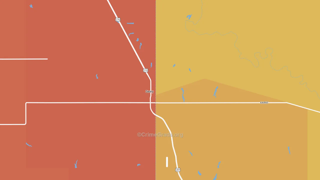 Geary, OK Map of Drug-Related Crime Rates