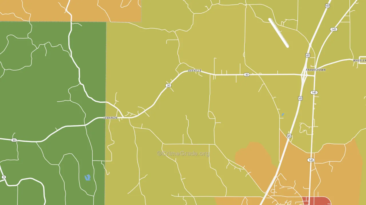 Geeville, MS Map of Drug-Related Crime Rates