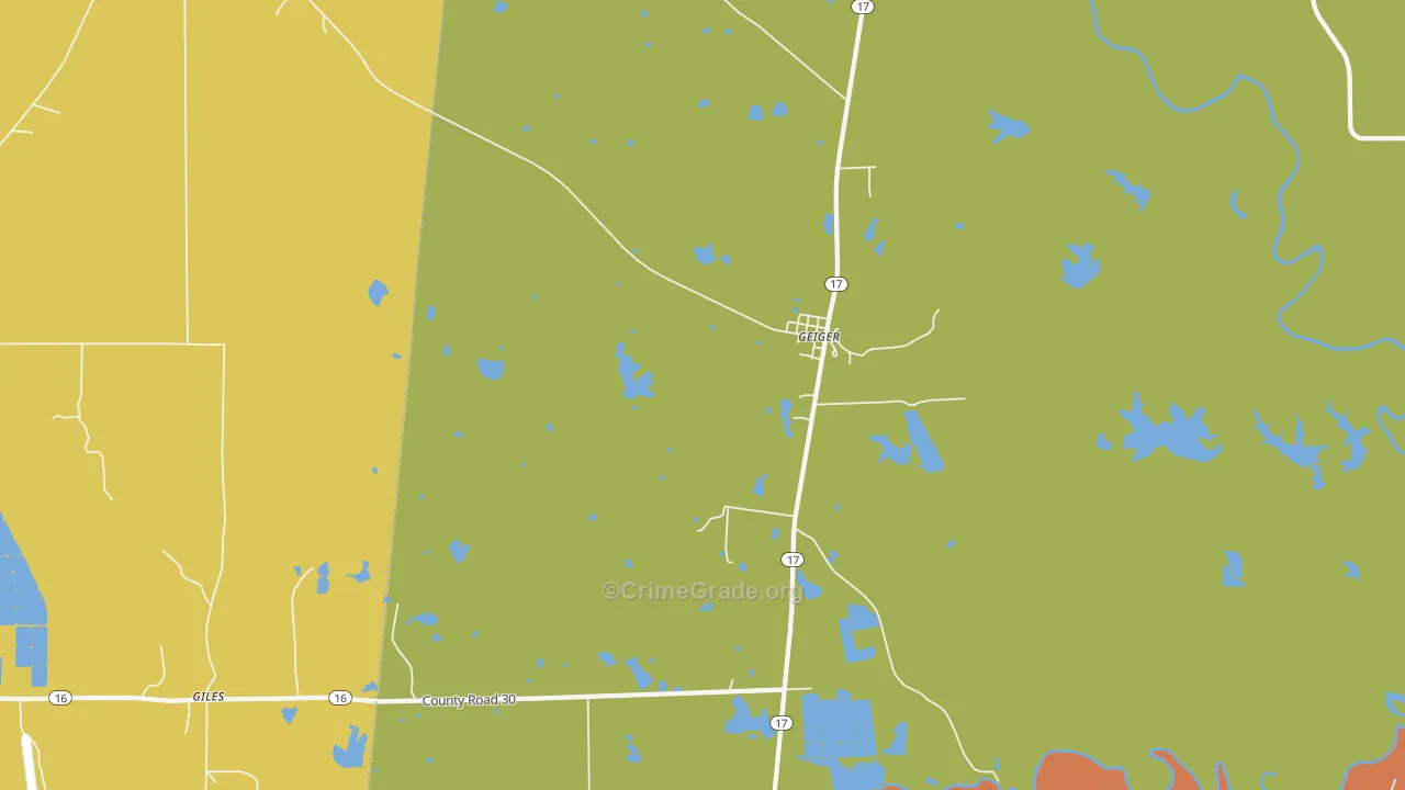 Geiger, AL Map of Drug-Related Crime Rates