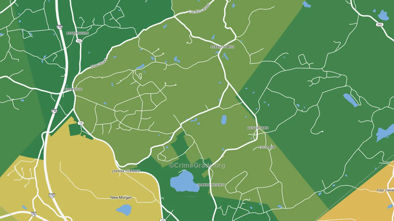 Geigertown, PA Map of Drug-Related Crime Rates