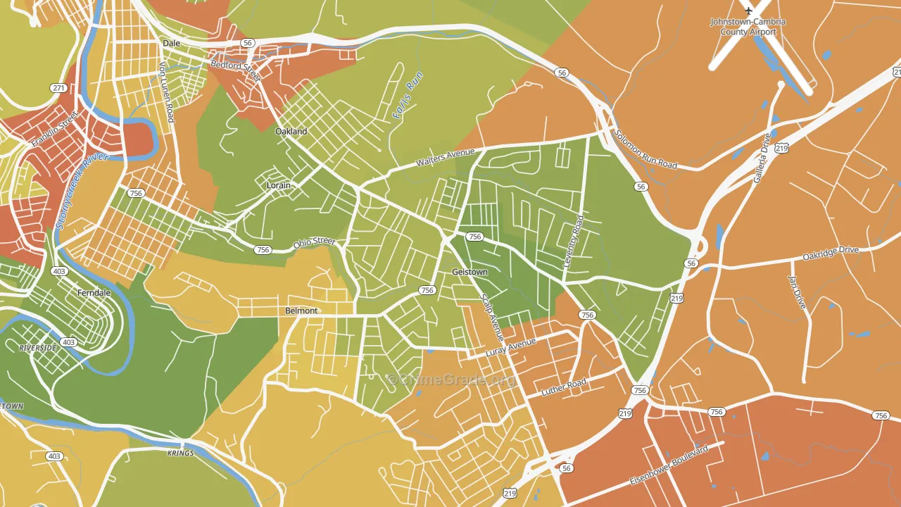 Geistown, PA Map of Drug-Related Crime Rates